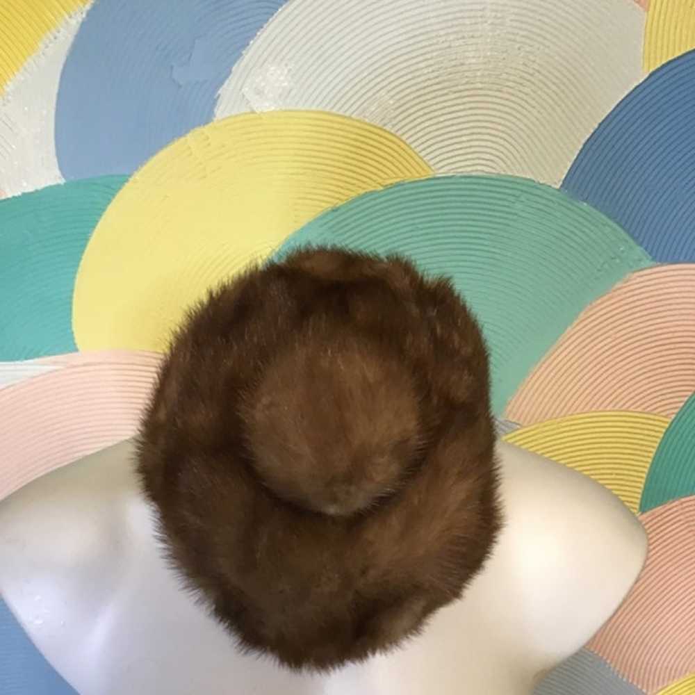 Vintage 1950’s real fur mink hat one size - image 2