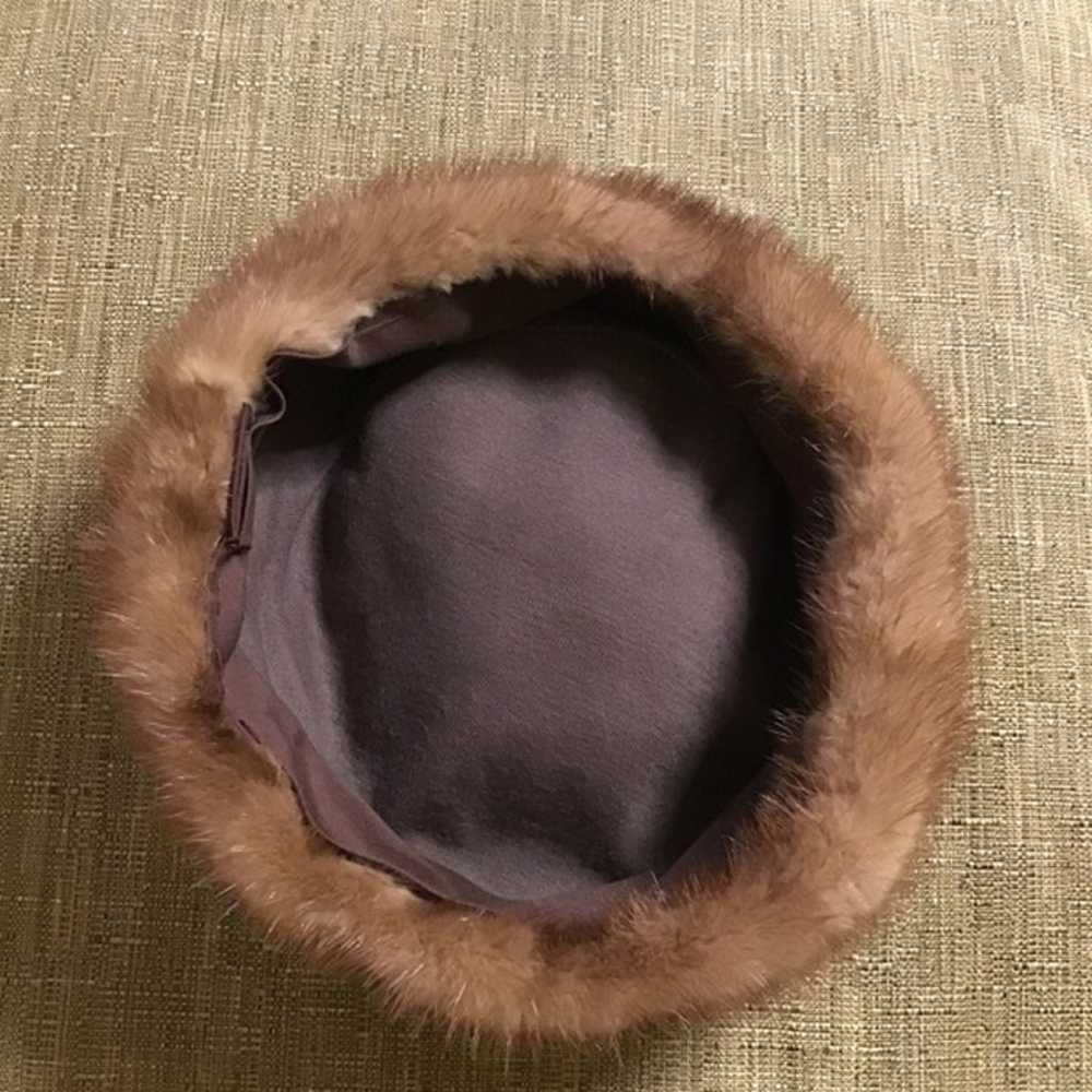 Vintage 1950’s real fur mink hat one size - image 4