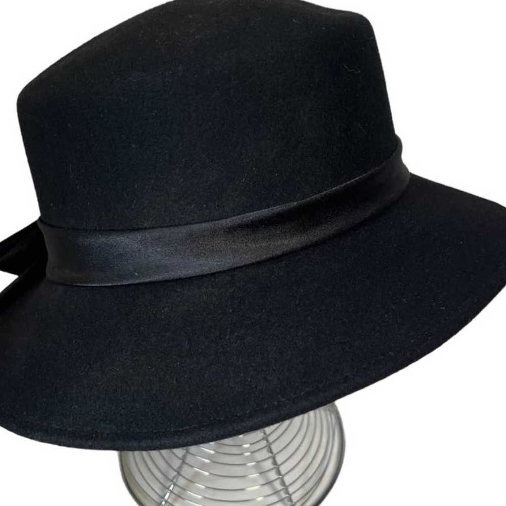 Georgi Vintage Black Satin Ribbon Felt Hat - image 3