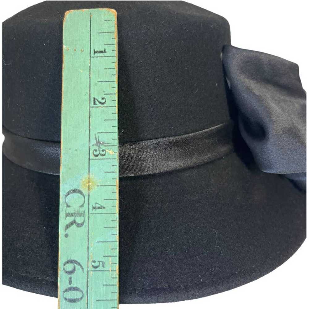 Georgi Vintage Black Satin Ribbon Felt Hat - image 4