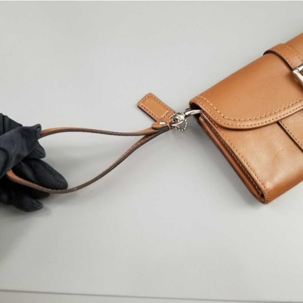 COACH Wristlet Tan Large snap closure Mini purse … - image 12