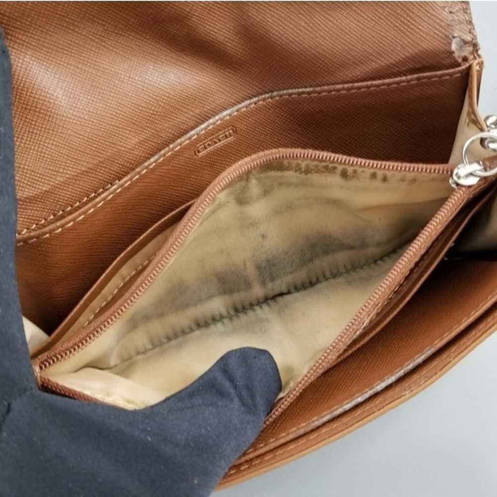 COACH Wristlet Tan Large snap closure Mini purse … - image 5