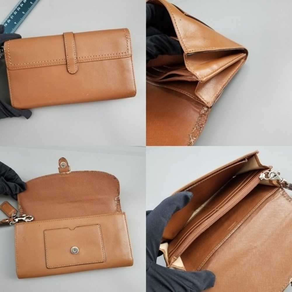 COACH Wristlet Tan Large snap closure Mini purse … - image 8