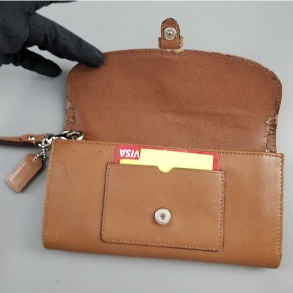 COACH Wristlet Tan Large snap closure Mini purse … - image 9