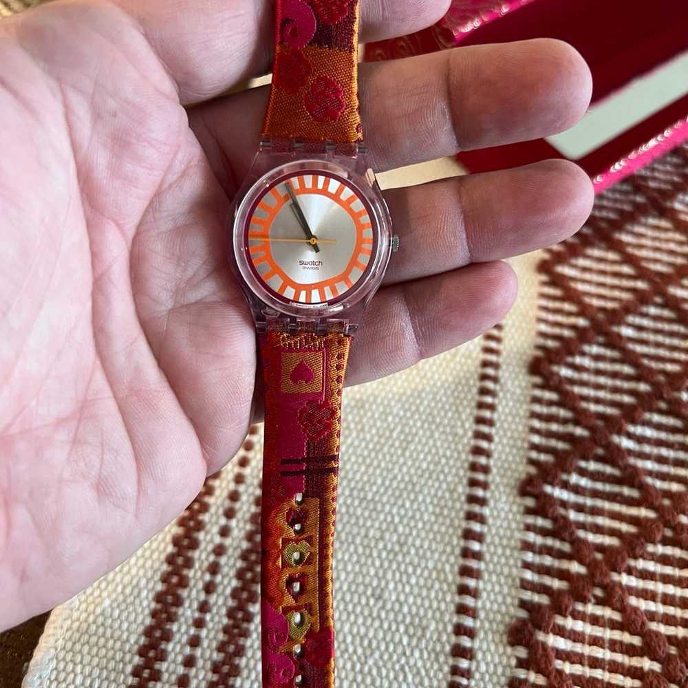 Vintage Red Swatch Watch Chrono/Chronograph With … - image 8