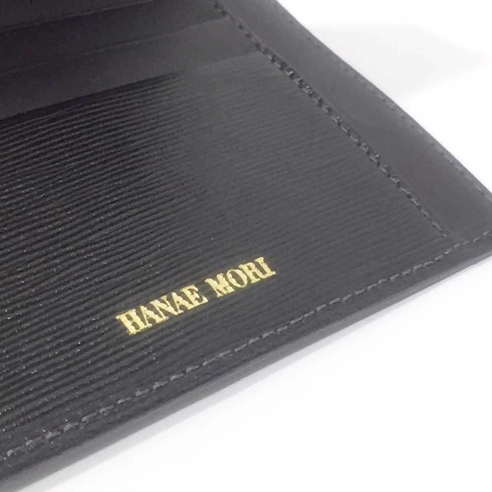 Hanae Mori black textured leather gold logo vinta… - image 11