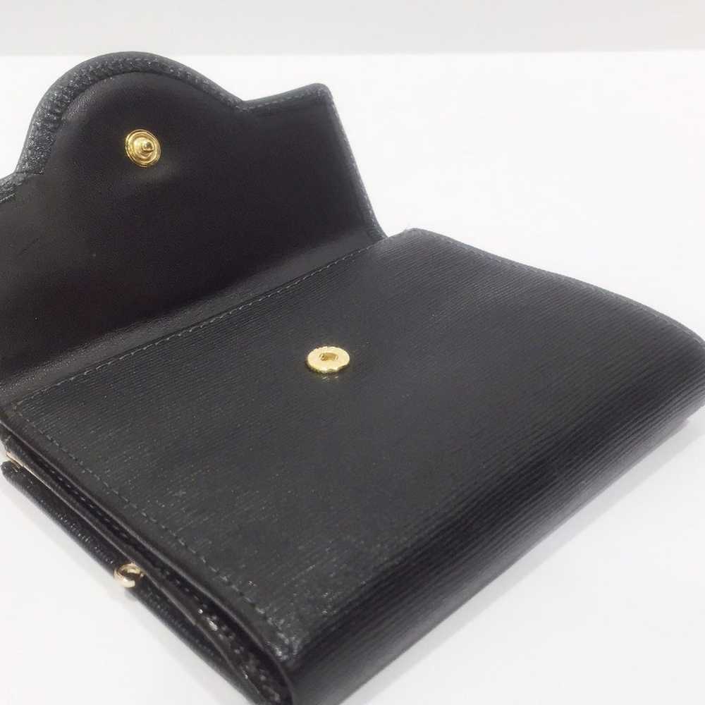 Hanae Mori black textured leather gold logo vinta… - image 6