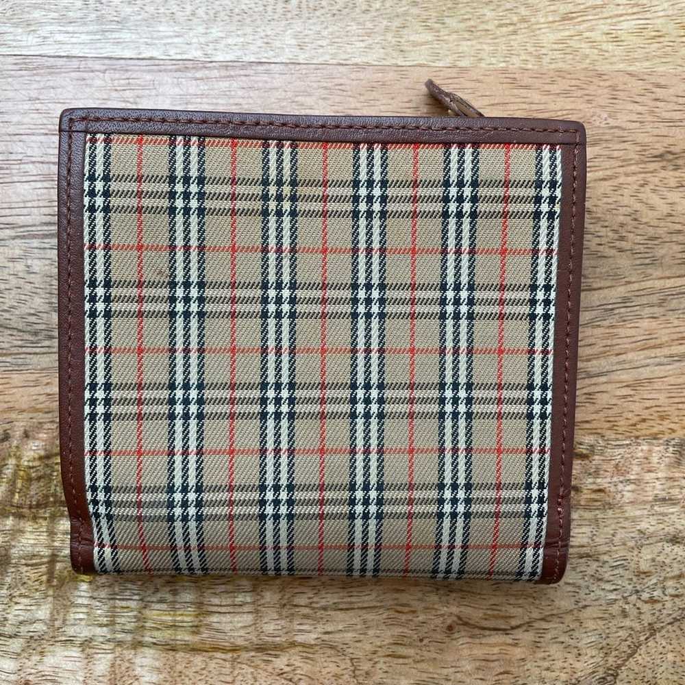 Vintage Burberry Plaid Canvas Leather Bifold Wall… - image 4