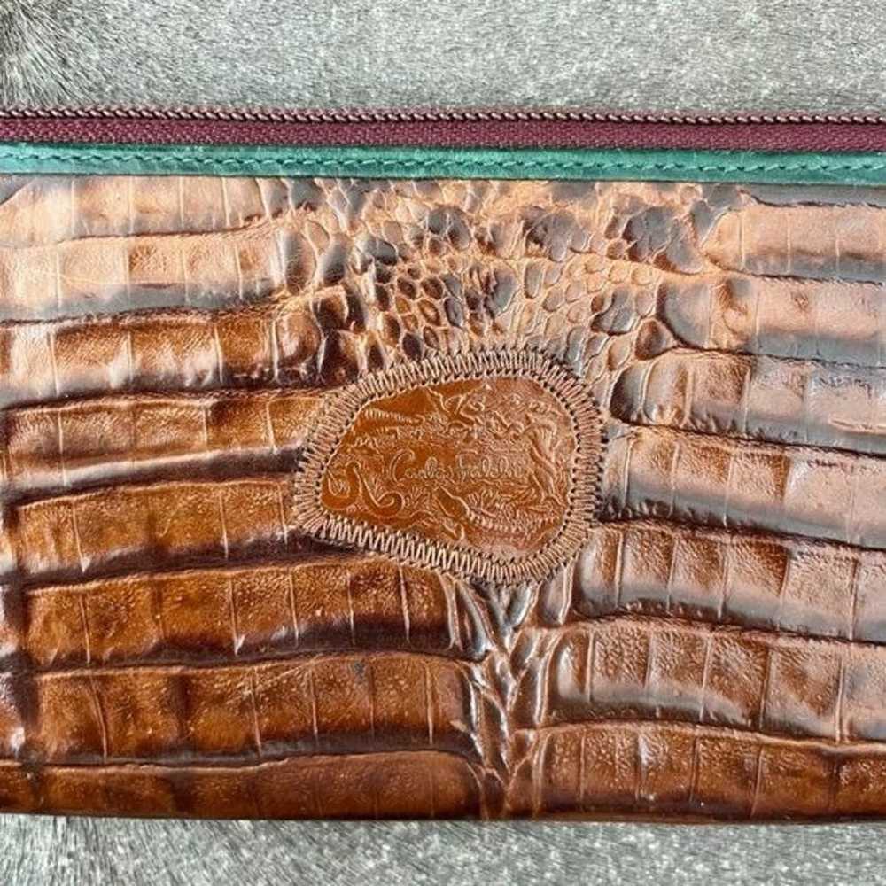 Carlos Falchi VTG Alligator Skin Zip Wallet Billf… - image 3