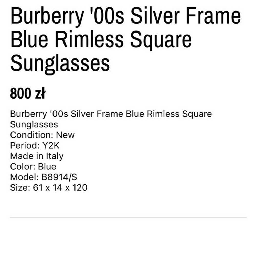 Burberry '00s Vintage Rimless Square Sunglasses - image 4