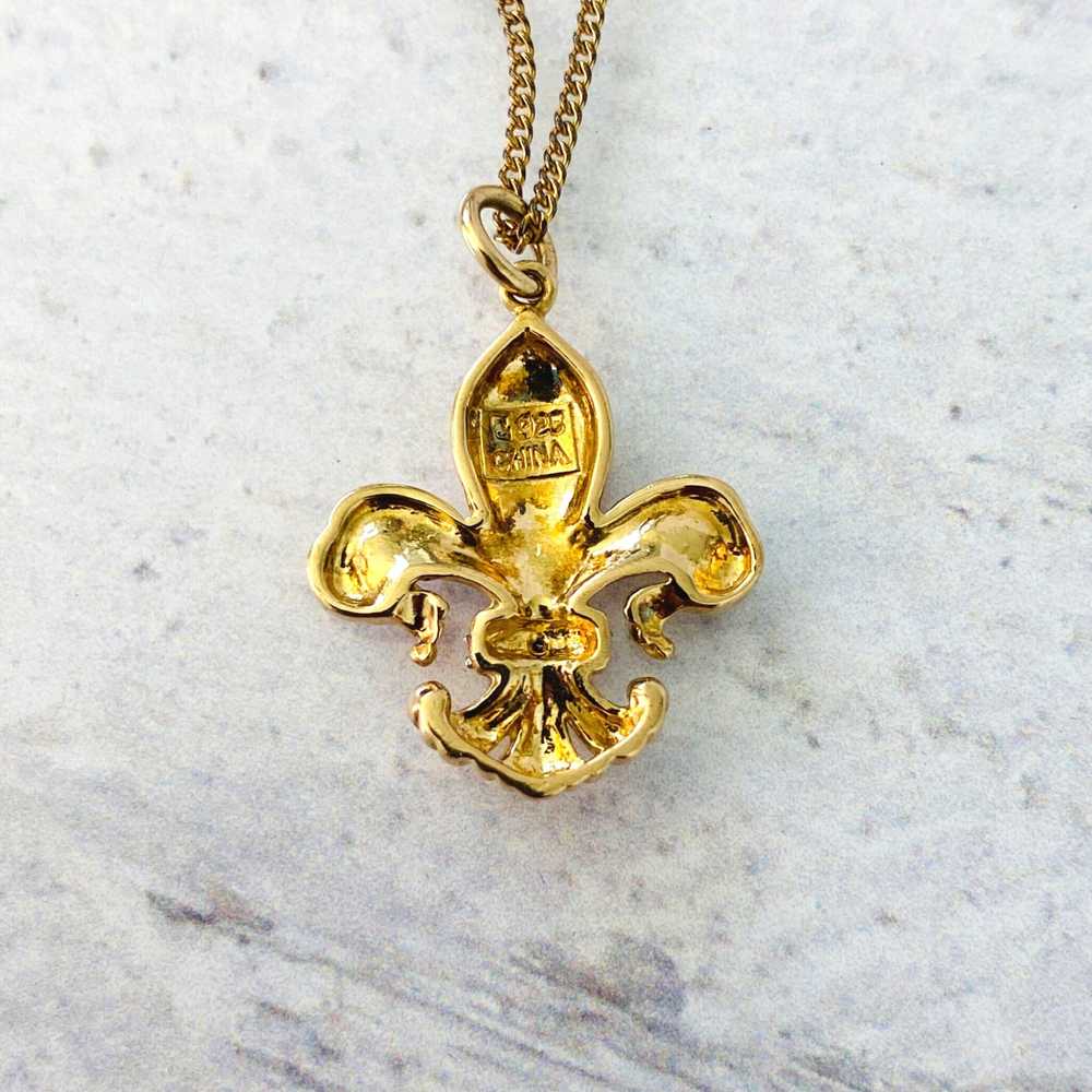 Fleur de Lis Gold Vermeil Diamond Pendant Necklace - image 6