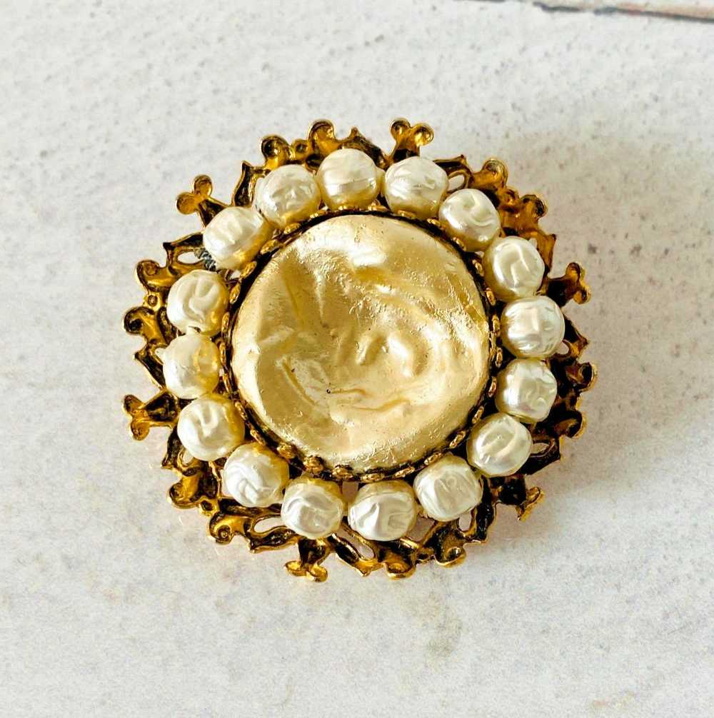 Vintage Freirich Baroque Pearl Gold Plated Filigr… - image 1