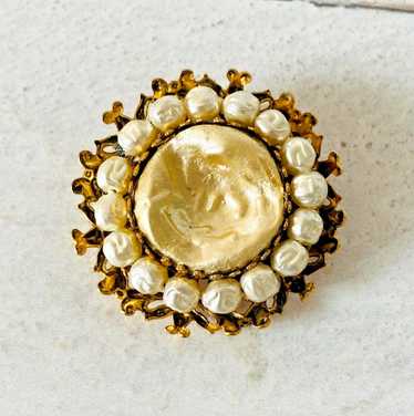 Vintage Freirich Baroque Pearl Gold Plated Filigr… - image 1