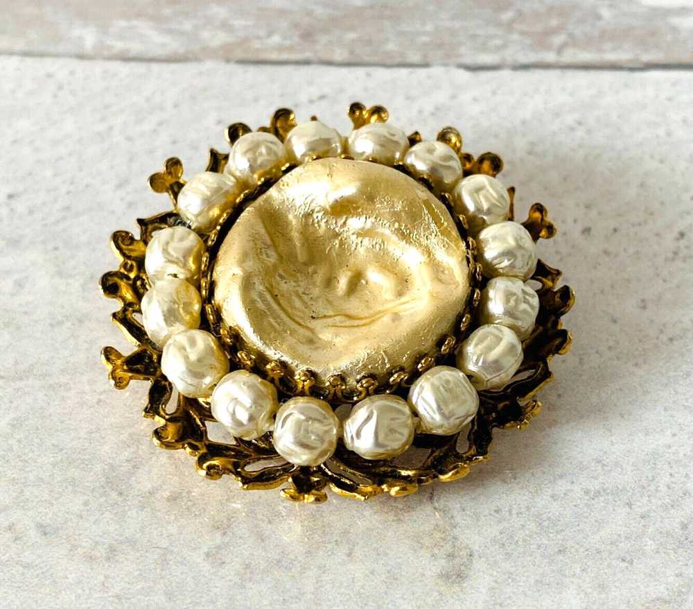 Vintage Freirich Baroque Pearl Gold Plated Filigr… - image 2