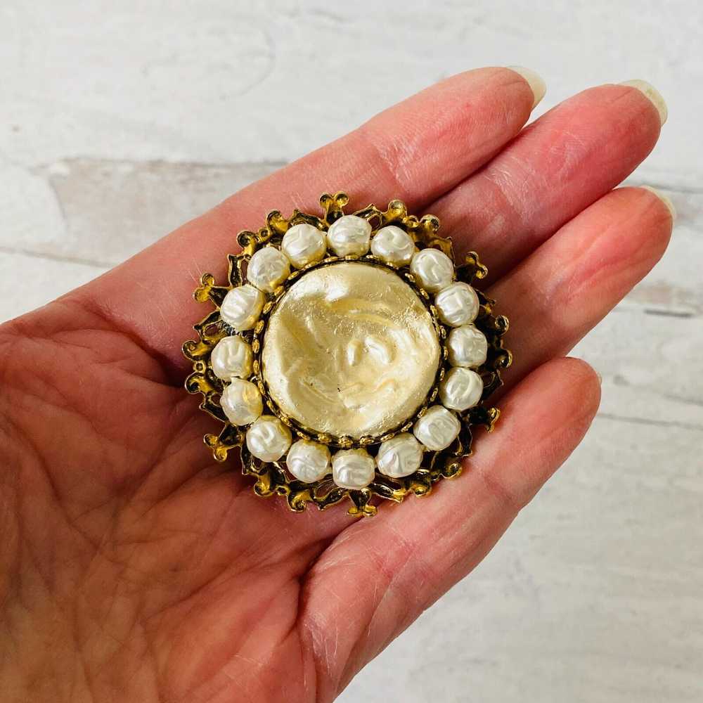 Vintage Freirich Baroque Pearl Gold Plated Filigr… - image 5