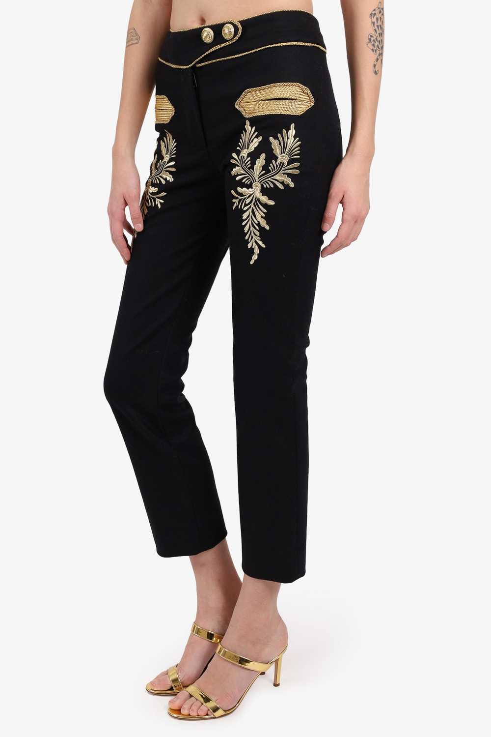 Paco Rabanne Black Wool Gold Embroidered Pants Si… - image 2