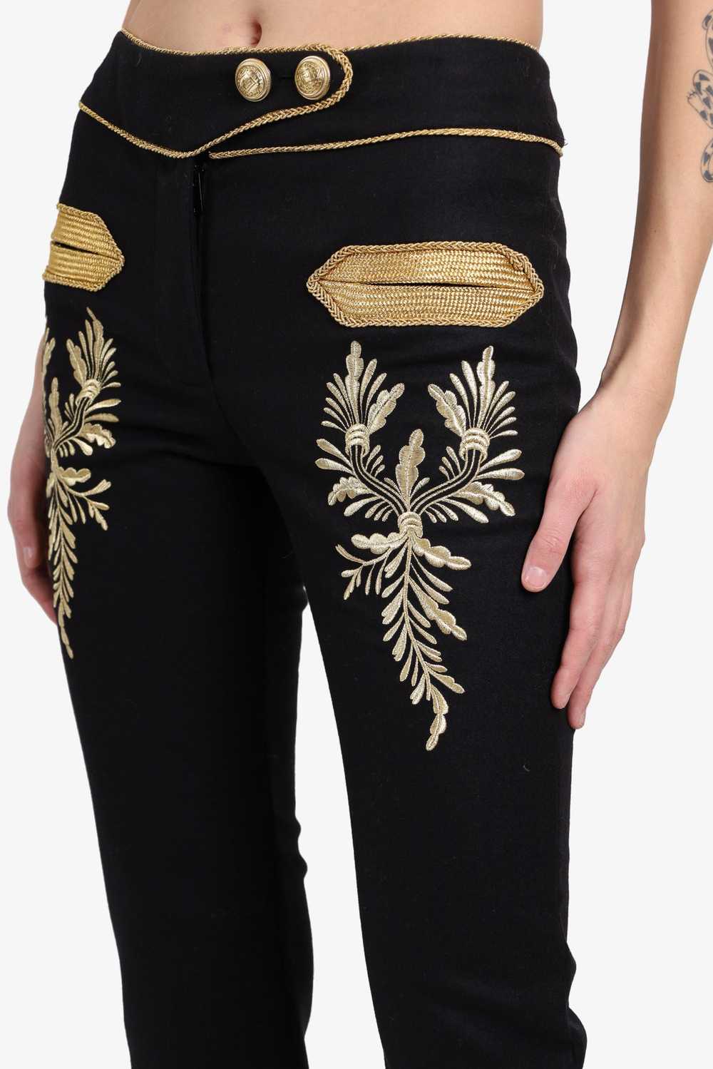 Paco Rabanne Black Wool Gold Embroidered Pants Si… - image 4