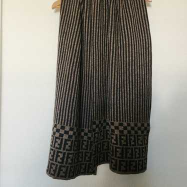 Fendi Brown Zucca Monogram Pattern Knit Fitted Dress S Fendi