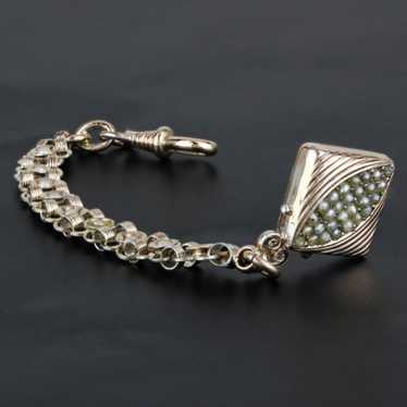 6k Rose Gold Victorian Watch Chain Fob w/ Seed Pe… - image 1