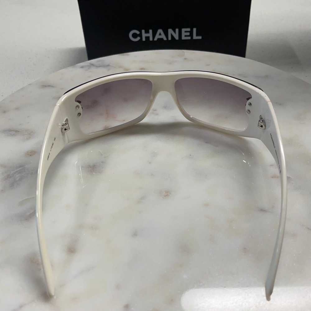 Chanel Vintage Crystal Logo Sunglasses White Fram… - image 3