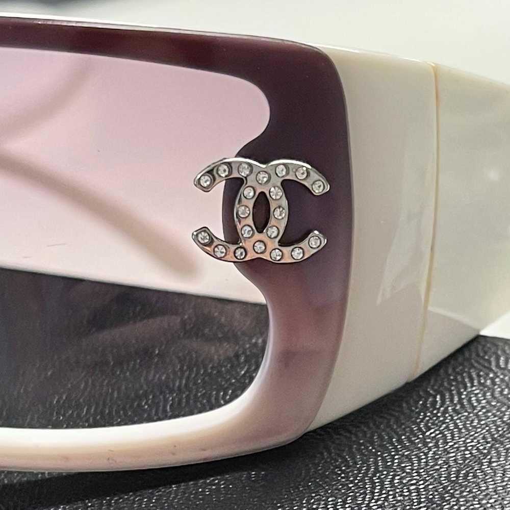 Chanel Vintage Crystal Logo Sunglasses White Fram… - image 6