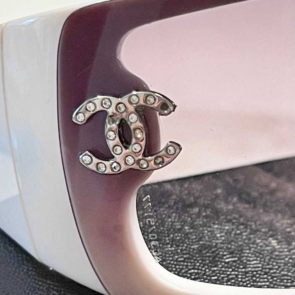 Chanel Vintage Crystal Logo Sunglasses White Fram… - image 7