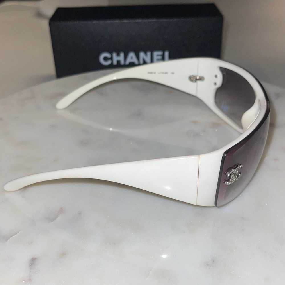 Chanel Vintage Crystal Logo Sunglasses White Fram… - image 9