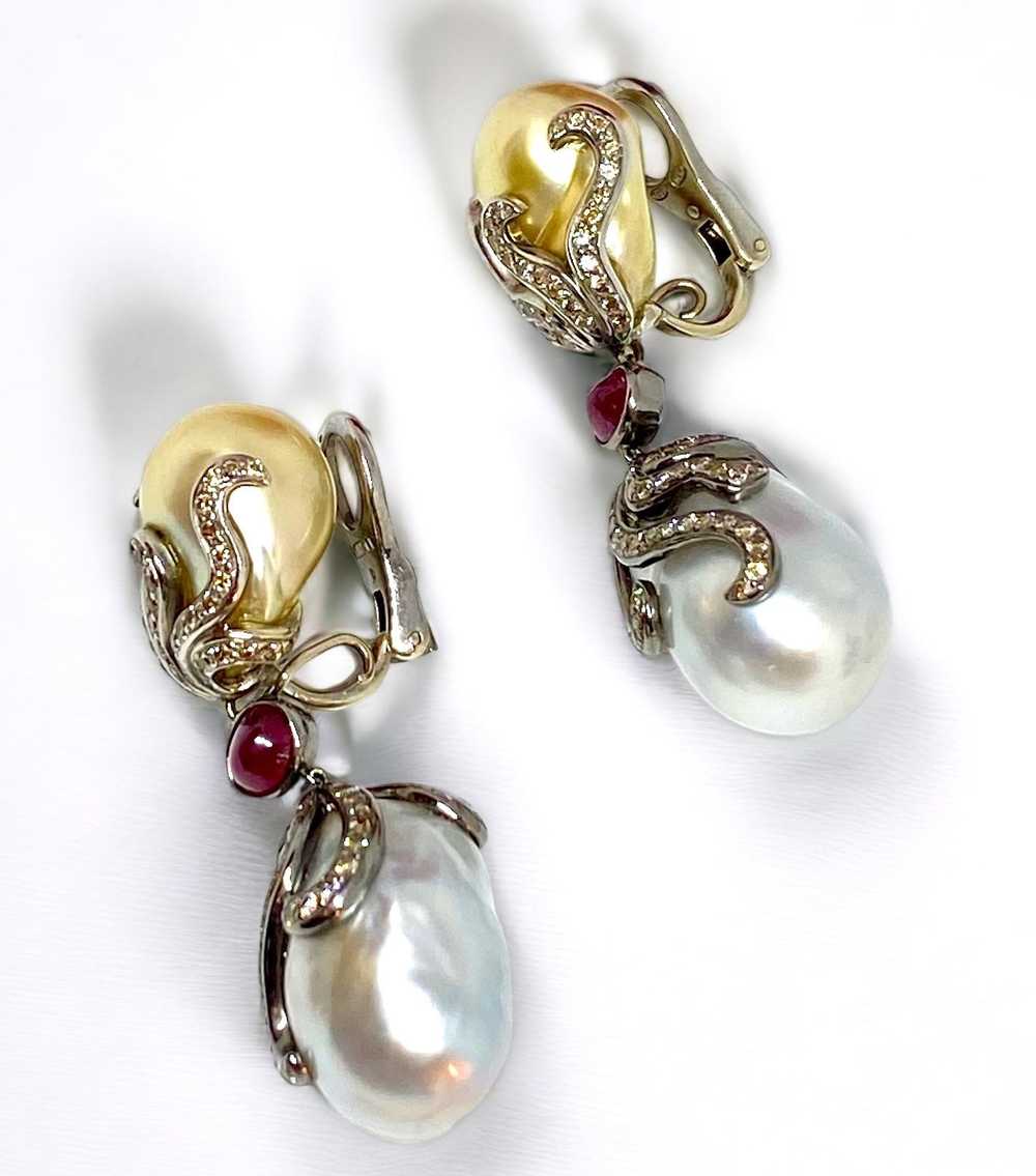 Bespoke Bespoke Pearl and Diamond Cocktail Earrin… - image 4