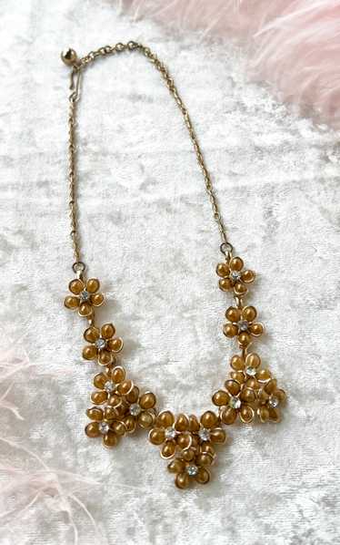 1950s 1960s Floral Rhinestone Necklace