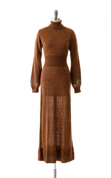 1970s WENJILLI Metallic Copper Sweater Dress | x-s