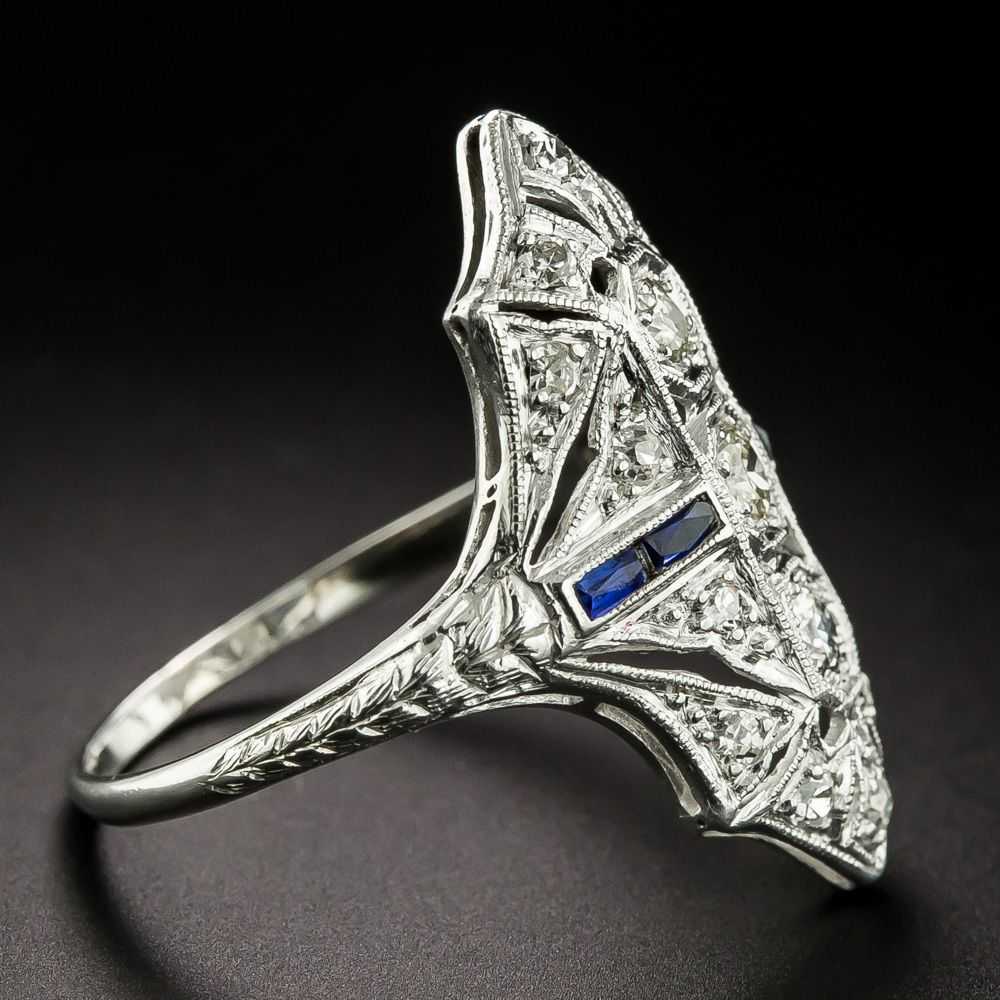 Art Deco Diamond and Sapphire* Dinner Ring - image 2