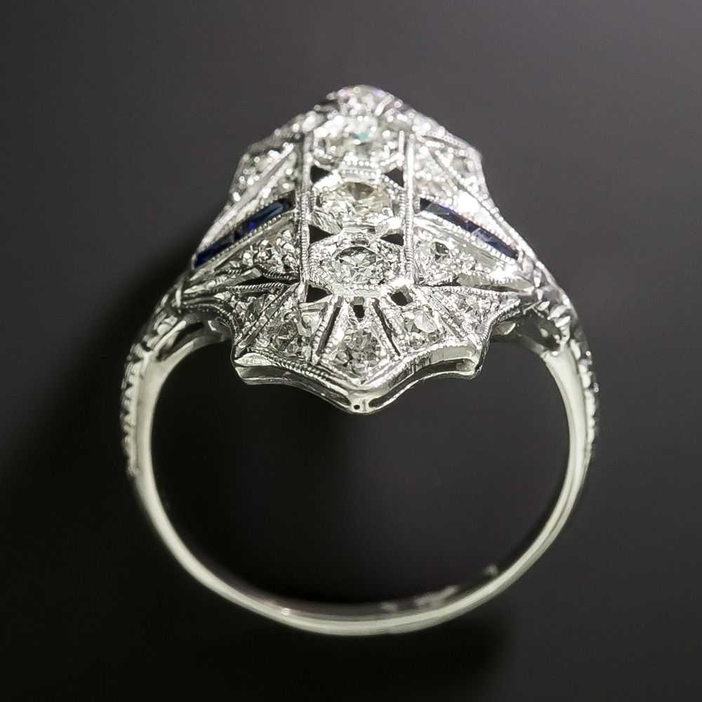 Art Deco Diamond and Sapphire* Dinner Ring - image 3