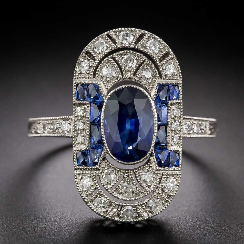 Art Deco-Style 1.22 Carat Sapphire and Diamond Di… - image 1