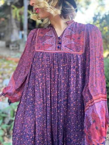 The Clover Dress - Vintage 1970s Indian cotton flo