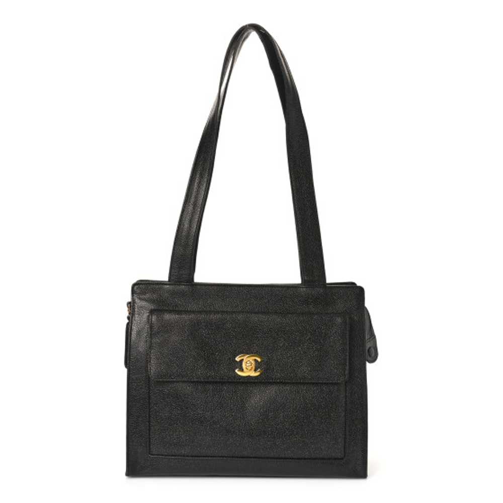 CHANEL Caviar Flap Shoulder Bag Black - image 1