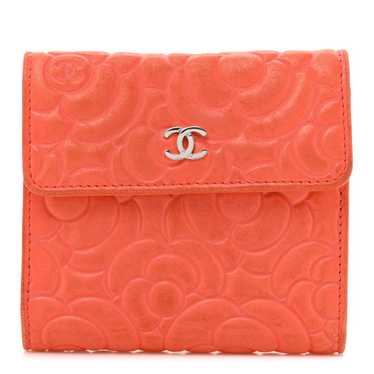 CHANEL Caviar Camellia Embossed Compact Wallet Co… - image 1