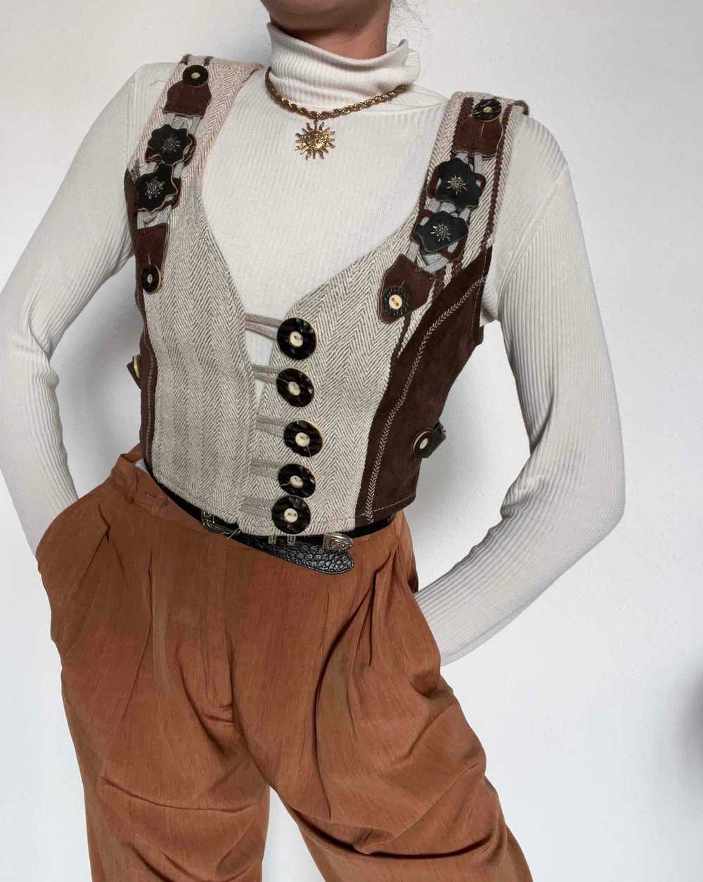 Austrian vest - Cotton and Austrian leather vest - image 6