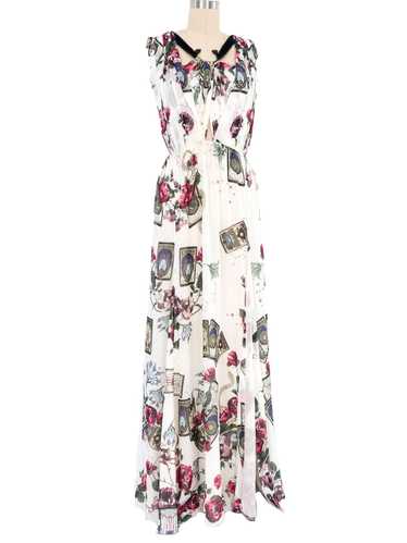 Roberto Cavalli Rose Printed Chiffon Gown