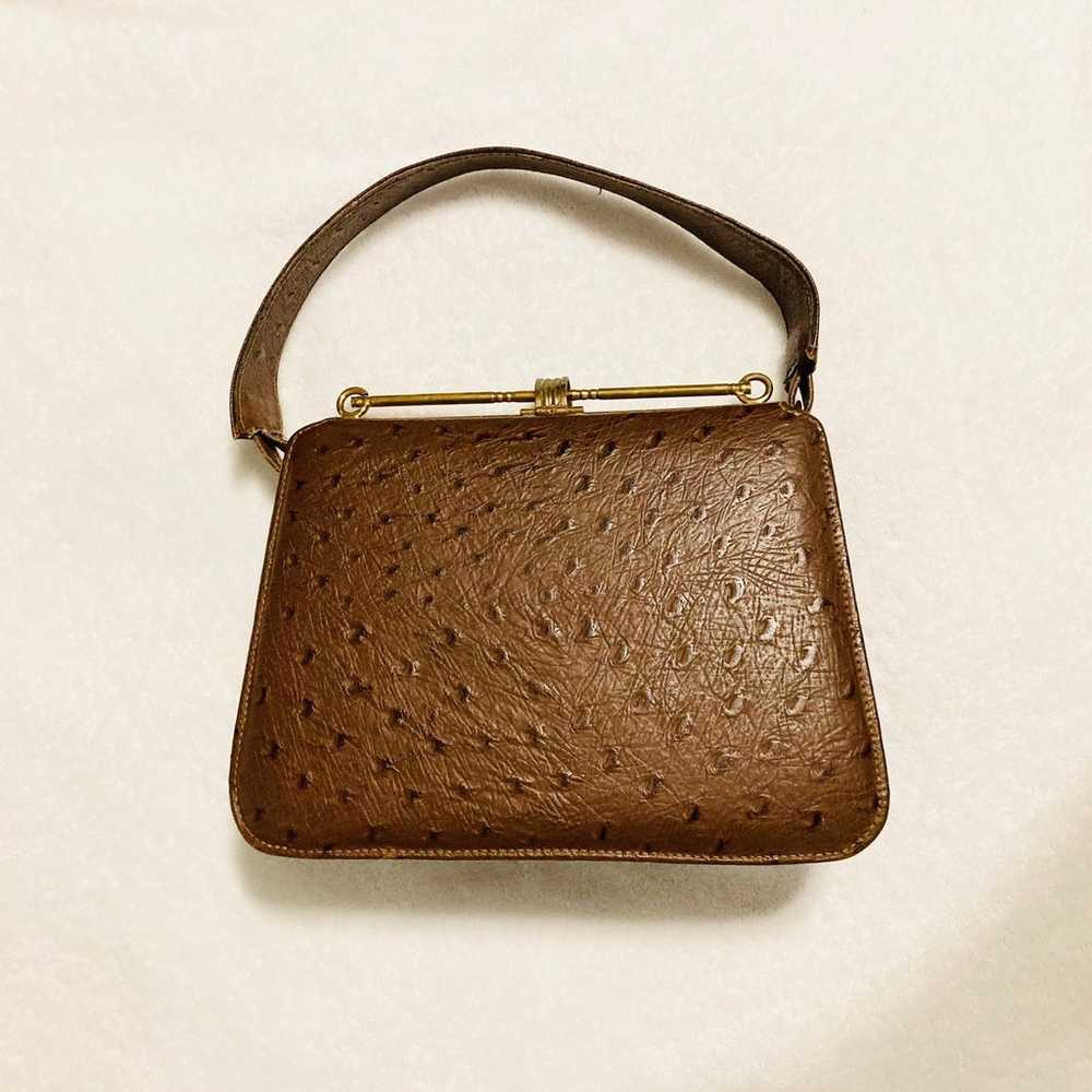 Vintage brown leather handbag - image 1