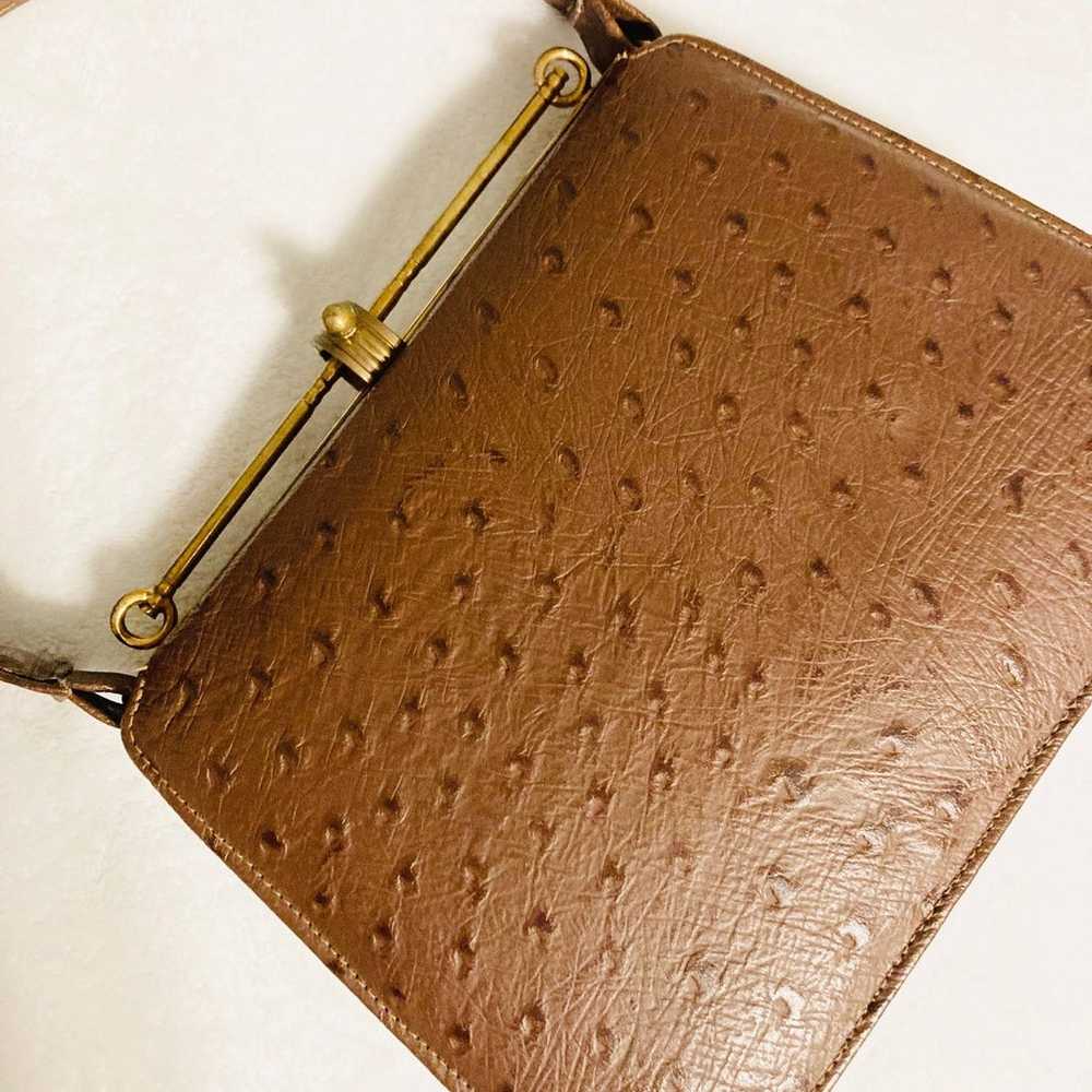 Vintage brown leather handbag - image 3