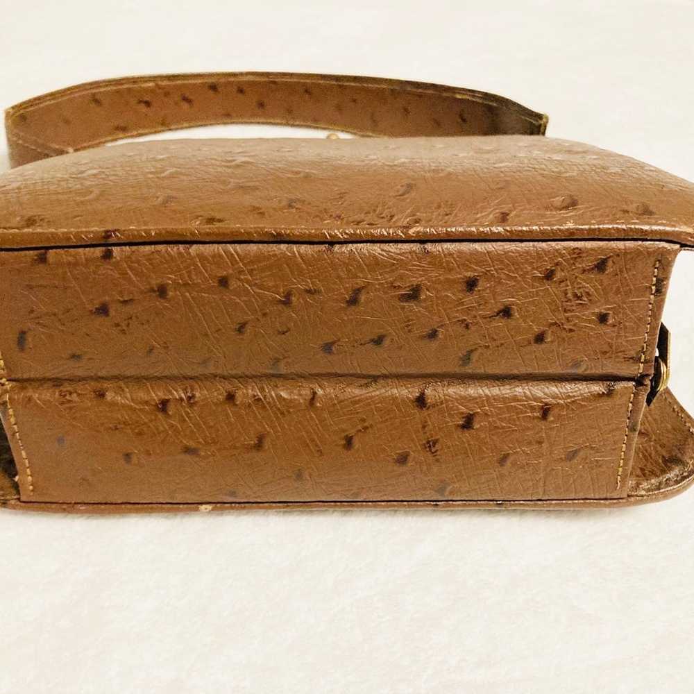 Vintage brown leather handbag - image 4