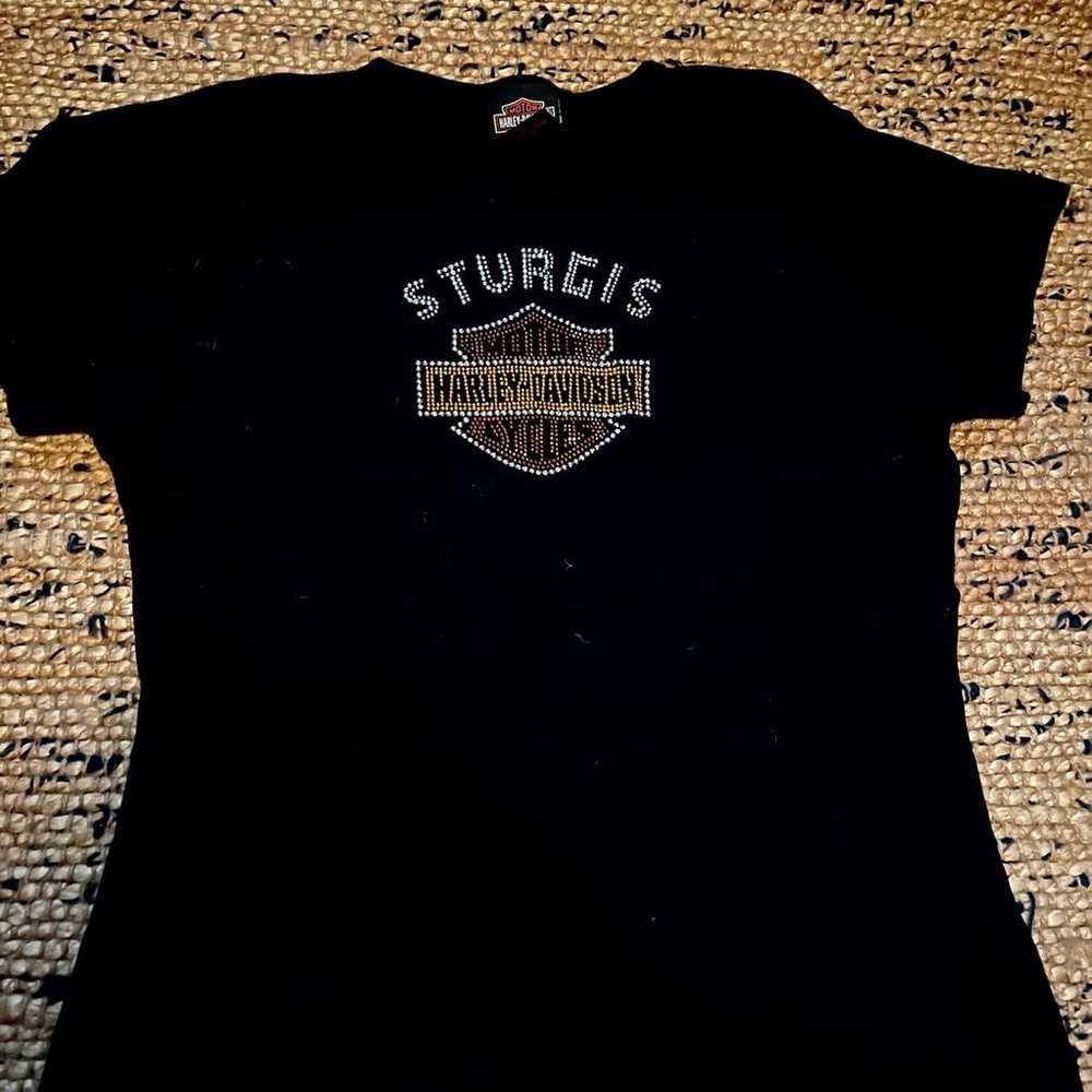 Harley Davidson Sturgis Rhinestone T-shirt L - image 1