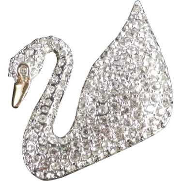 Swarovski Rhinestone Swan Brooch Pin - image 1