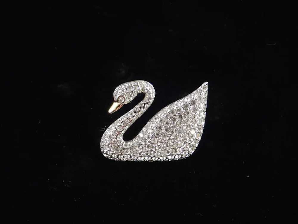 Swarovski Rhinestone Swan Brooch Pin - image 2