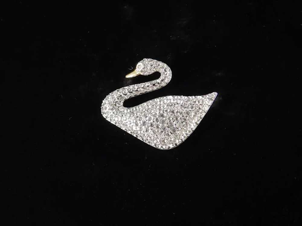 Swarovski Rhinestone Swan Brooch Pin - image 3