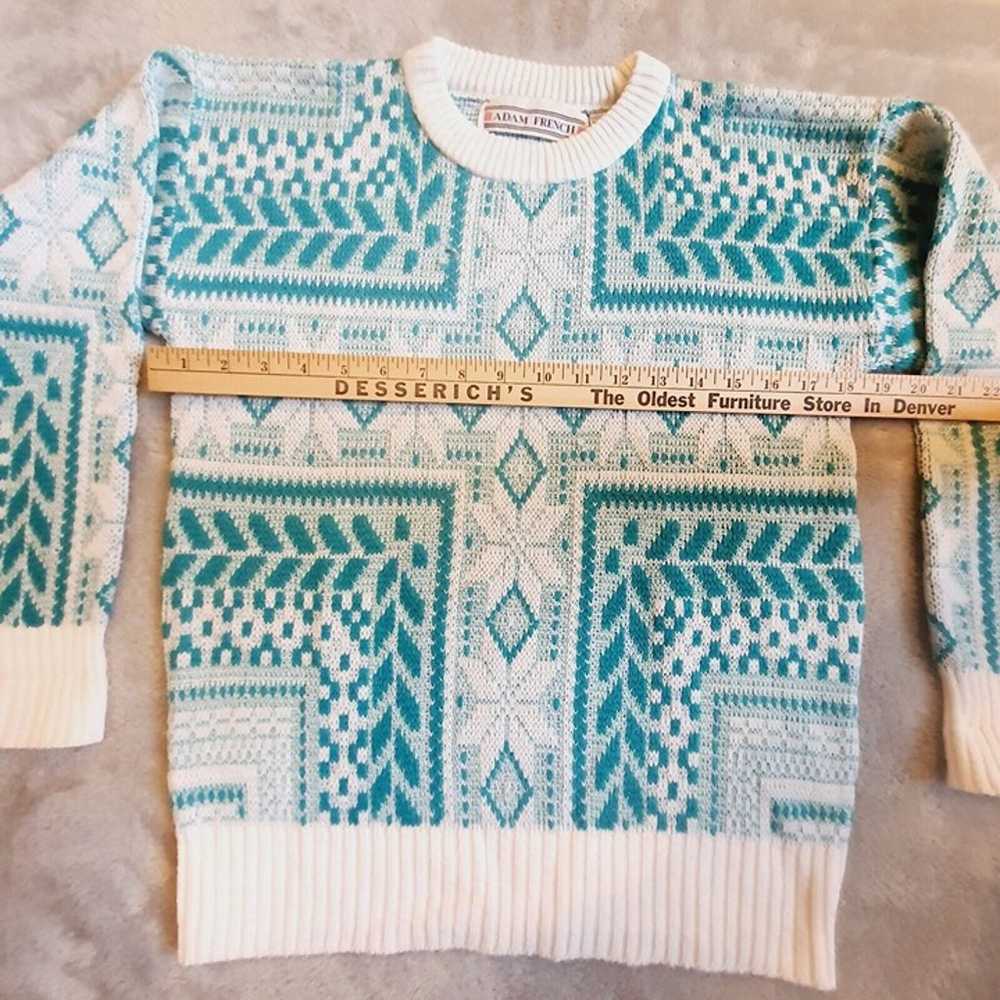 Adam French Sweater Womens Small Teal Fair Isle P… - image 6