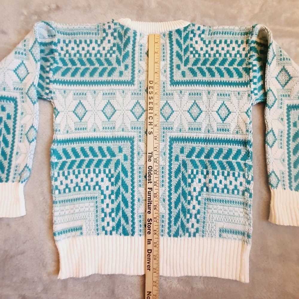 Adam French Sweater Womens Small Teal Fair Isle P… - image 8