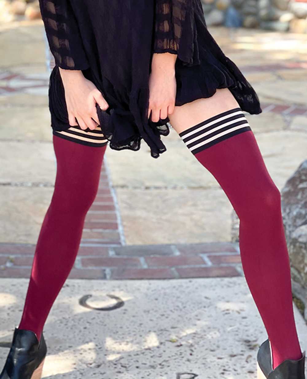 Bombshell Sportswear Black Gray Heather Thigh High Sock Leggings