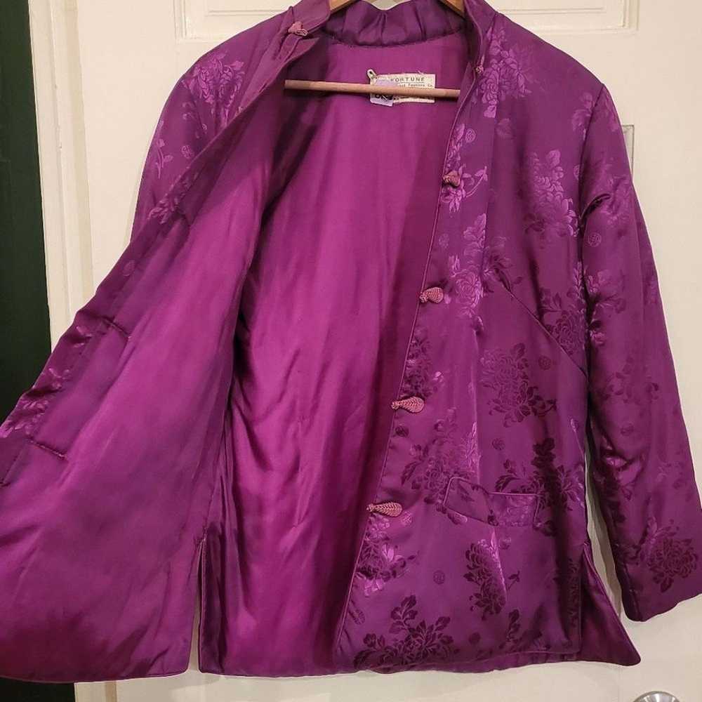 Padded Jacket with frog buttons in purple satin - image 3