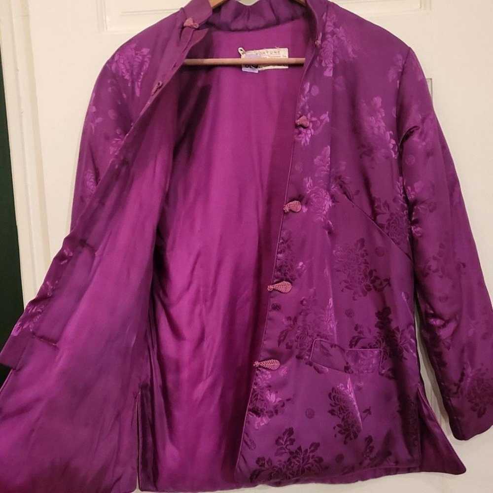 Padded Jacket with frog buttons in purple satin - image 4
